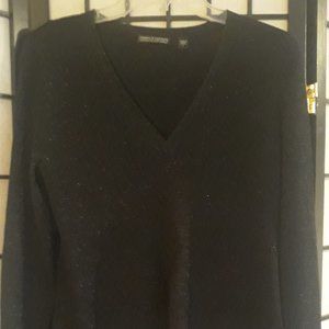 Pamela Dennis, Black Metallic Sweater, Size LG
